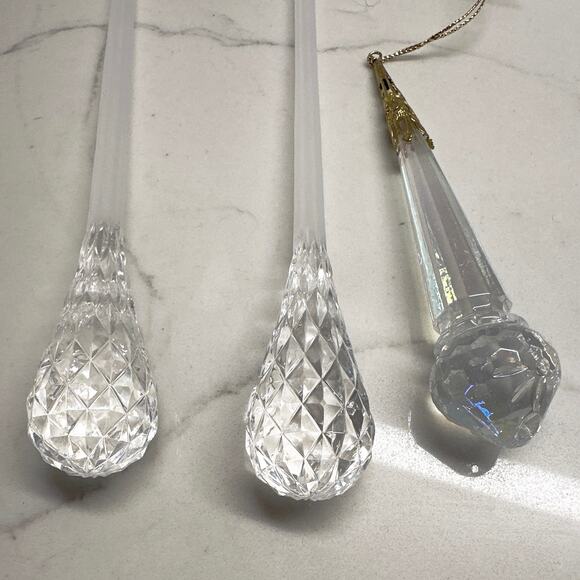 Set of 3 Acrylic Vintage Teardrop Shaped Ornaments - Picture 2 of 5